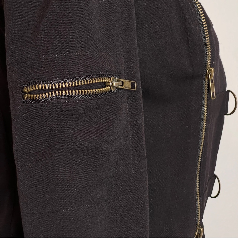 Walter Military Utility Jacket Size 4 S Funnel Neck Zip Front Stretch Statement - Picture 5 of 12